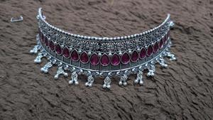 925 Sterling Silver Victorian Chokers <b>Necklace</b> Set with Synthetic <b>Ruby</b> and Cubic Zirconia Women's Wedding Jewelry Gift Set - Product Image 3