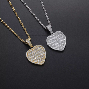 Heart-shaped hip-hop pendant, accessories <b>copper</b> zircon love necklace, multi-layer round zirconium mix and match pendant - Product Image 3