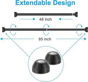 Tringles à rideaux d'angle extensibles CF Modern pour baie vitrée, <span class=keywords><strong>sans</strong></span> perçage, pour salle <span class=keywords><strong>de</strong></span> bain <span class=keywords><strong>de</strong></span> luxe - Product Image 6