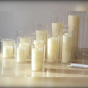 Zylinder Transparente Tischs chmuck Hochzeit Event Party Stand Weiße Glas kerze Leere Kerzen glas Offset Bedruckte Säule Glas - Product Image 1