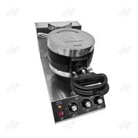 Gaufrier belge rotatif double face numérique 1820w gaufrier rond en acier inoxydable gaufrier à cône boulanger gaufrier commercial