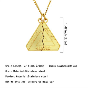 สร้อยคอแฟชั่นผู้ชาย สไตล์ฮิปฮอปสุดเท่ จี้รูปสามเหลี่ยมโลหะผสม สร้อยสแตนเลส ขายดี ราคาส่ง - Product Image 5