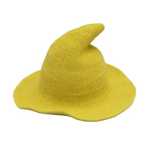 Новое поступление 2022, мягкая фетровая шляпа для вечеринок, Женская шерстяная шляпа на Хэллоуин, вязаные шляпы ведьмы волшебника