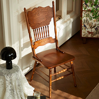 Chaise de salle à manger vintage en bois massif, style campagnard américain, luxe discret, pour studio photo et coiffeuse