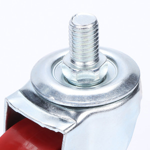 Wolverhampton 2-Inch Pu Caster With Screw Side Brake Swivel Wheel Red Trolley Wheel - Product Image 1