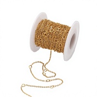 Chaîne à maillons en forme de cœur plaquée or 18 carats en acier inoxydable, bobine de composants de bijoux pour la fabrication de colliers et bracelets, accessoires DIY
