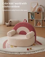 Vente en gros de chaises confortables en bois pour enfants, canapé en peluche pour enfants, motifs arc-en-ciel mignons, canapé pour enfants avec fauteuil