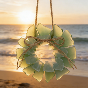 Envío Directo: Corona de Flores de Vidrio Marino, Hecha a Mano, con Acabado Arenado, Estilo Bohemio Moderno Minimalista, para Decoración de Ventanas y Balcones - Product Image 2