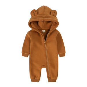 <strong>Winter</strong> Newborn Unisex Thick Hooded <strong>Baby</strong> Onesie <strong>Romper</strong> With Two-Way Zipper Spandex/Cotton Fabric Europe &amp; America Style - Product Image 6