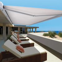 Luxe motorisé en aluminium pleine Cassette rétractable pare-soleil balcon étanche extérieur électrique pliant LED ombre pluie auvent