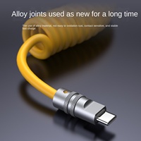 Cable USB-C de Aleación de Aluminio de Alta Calidad de 100W, Diseño en Espiral, Anti-Enredos, Carga Rápida de Datos para iOS, Auto y Computadora