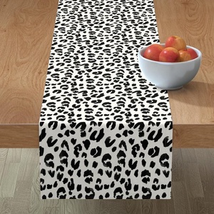 Modern Animal Print Table <b>Runner</b> Black White Leopard Pattern Woven Polyester <b>Washable</b> Home Decor - Product Image 2