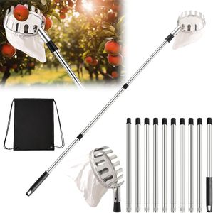 Palo recolector de frutas con cesta telescópica de 13 pies, ajustable, con cesta grande de tela no tejida, herramienta para cosechar frutas - Product Image 1