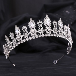 HP412 Luxe plein strass feuilles mariée mariage couronne coiffure fille princesse grand étincelant zircon alliage cheveux accessoires - Product Image 2
