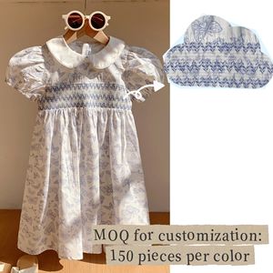<span class=keywords><strong>Vestito</strong></span> per bambini all'ingrosso tessuto <span class=keywords><strong>con</strong></span> stampa a farfalla di cotone <span class=keywords><strong>con</strong></span> colletto e maniche corte a maniche corte <span class=keywords><strong>vestito</strong></span> Smocked per bambine - Product Image 2