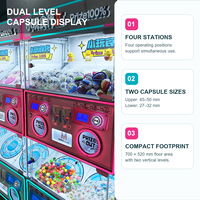 Machine à capsules pour quatre joueurs avec cabinet en métal et acrylique pour les exploitants d'arcades, les propriétaires de centres de divertissement familial (FEC) et les investisseurs dans les aires de jeux intérieures