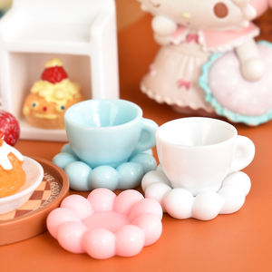 Miniature de tasse en résine Cloud Plate, accessoires décoratifs pour maison de poupée, vaisselle de cuisine DIY avec colle crème, artisanat en résine - Product Image 6