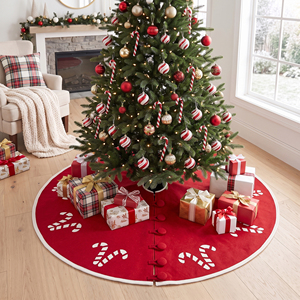 Red <b>Candy</b> <b>Cane</b> Cross Stitch 58in Christmas Tree Skirt <b>Candy</b> Tree Decoration Xmas Home Holiday Party Supply - Product Image 2