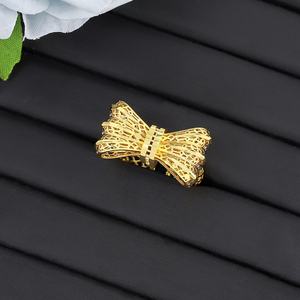 JXX Nouvelle conception en forme de nœud, plaqué or 24 carats, plaqué argent, bague pour femme, bague de mariage en or pour femme - Product Image 5