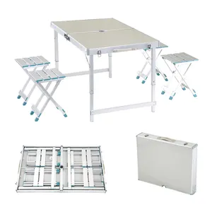 Juego de mesa y sillas de comedor de aluminio plegables ligeras para acampar al aire libre