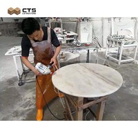 Plateau de table en marbre blanc Bianco Carrara sur mesure, rond, pas cher, 48 pouces