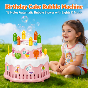 Machine à bulles automatique pour enfants, jouet d'extérieur, machine à bulles pour gâteau d'anniversaire, cadeau de fête pour enfants avec lumière et musique - Product Image 3