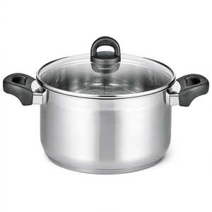 Meat <b>Pot</b> Tourmaline 5L With Glass Lid Stainless Steel <b>For</b> Roasting Cooking - Product Image 2