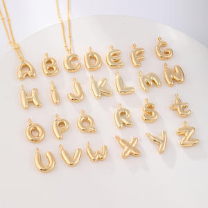 Collier en cuivre plaqué or 18 carats, lettres Hip Hop potelées, ballons à bulles, alphabet, bijoux pour hommes <span class=keywords><strong>et</strong></span> femmes - Product Image 2
