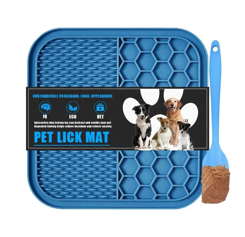 21*21 CM Pet Silicone Treat Pet Dog leccare Mat alimentazione cane leccare Pad aspirazione Slow Food Pad Mats per cani con spatola