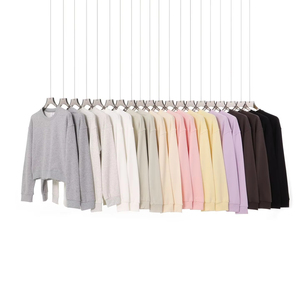 <span class=keywords><strong>Pull</strong></span> court poids lourd 330GSM France Terry col rond goutte épaule haut offres DTF DTG imprimer sweat court <span class=keywords><strong>femme</strong></span> - Product Image 2