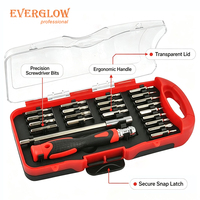 EVERGLOW Juego de Herramientas de Precisión de Alto Rendimiento, 30 Piezas, Material CRV, Destornillador de Trinquete con Mango en T, Puntas CRV Resistentes