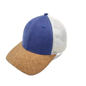 Голубые пустые детские рекламные сетчатые шляпы с пробковым козырьком и принтом на заказ