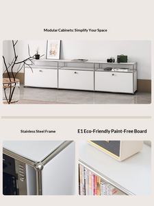 Mobile Contenitore per Soggiorno in Acciaio Inossidabile, Stile Moderno e Semplice, Combinazione Modulare, Credenza per Arredamento Casa - Product Image 5