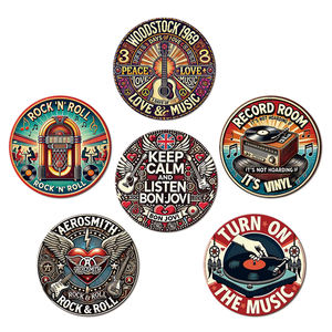 Plaque Murale Ronde en Métal Vintage <span class=keywords><strong>Rock</strong></span> and Roll 30cm – Décoration Murale Rétro pour Bar, Cave à Hommes, Studio Domestique – Plaque en Étain Circulaire - Product Image 1