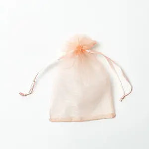 Saco de embalagem pequena com cordão para organza e doces de presente de casamento, logotipo personalizado estampado 9x12 cm, 24 cores