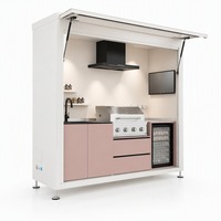 Ensemble complet de cuisine extérieure pour villa avec armoire de rangement, barbecue à gaz et réfrigérateur à boissons