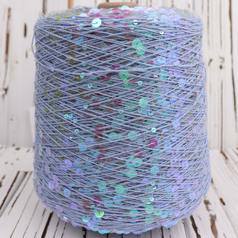 New 3MM+6MM sequin yarn 100% cotton fancy yarn for hand knitting yarn all in stock