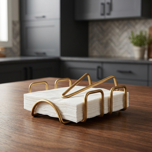 BS International NA177 Nuevo Diseño Ecológico, Porta Pañuelos Metálico Hecho a Mano, Exhibidor de Mesa, Chapado en Oro, Personalizado - Product Image 1