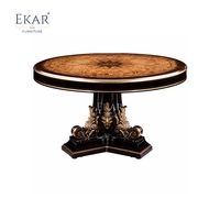 Mesa de Comedor Redonda Chateau Compass-Rose |   Mesa de Pedestal de Lujo con Marquetería Clásica Francesa - EKAR