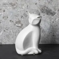 Figurine de chat en céramique Merlin Living, statue d'animal de compagnie, ornement de meuble, sculpture de rhinocéros en crème, vente en ligne pour la décoration intérieure