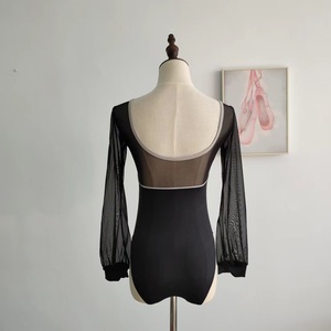 Новый Модный Лидер продаж сетчатый черный балетный купальник с длинными рукавами для взрослых женщин танцевальная одежда - Product Image 3