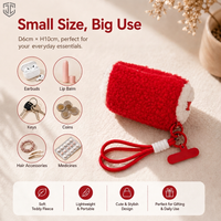 Sac en polaire Teddy personnalisé avec logo, organiseur de rouge à lèvres et écouteurs en peluche, porte-clés, porte-monnaie, fermeture éclair, pour l'hiver, écologique, GWP