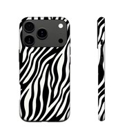 Film PC imprimé par transfert thermique à rayures noires et blanches, coques de téléphone portable 2-en-1 personnalisables avec motif animalier de dessin animé pour