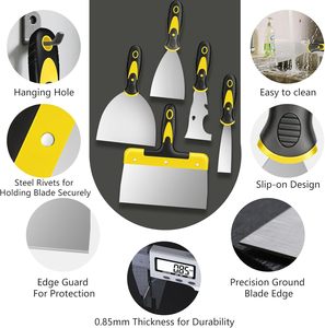 Suokoun 5 <span class=keywords><strong>pcs</strong></span> thép không gỉ spackle Knife Set bao gồm <span class=keywords><strong>4</strong></span> sơn chọc 1 đa <span class=keywords><strong>scraper</strong></span> công cụ Tường Decals cho 1.5 "3" <span class=keywords><strong>4</strong></span> "6" - Product Image 6