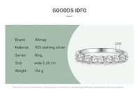 Ailmay 100% Bagues en argent sterling 925 empilables rondes éblouissantes en zirconium cubique pour femmes mariage fiançailles bijoux cadeau