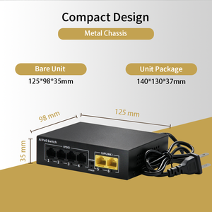 SH LINK 6-Port Fast Ethernet PoE Switch 1.2Gbps 4*100Mbps 2 Uplink IEEE802.3af/at 48W 250m Range <b>Plug</b> <b>Play</b> - Product Image 5