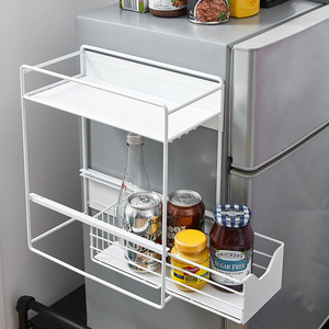 Organisateur de réfrigérateur à 3 niveaux, support de rangement magnétique suspendu pour condiments et boissons de cuisine - Product Image 2