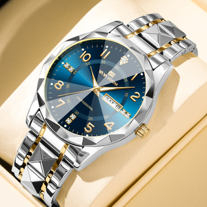 Elegant Black <b>Case</b> Men's Watch, Rhinestone Decor Dial Waterproof Business Casual Wristwatch - Product Image 5