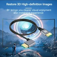 Mini câble HDTV 8K Ultra Haute Vitesse 90 Degrés Mâle à Mâle Compatible avec 8K 60Hz 4K 120Hz pour PC Caméra TV Moniteur Tablette