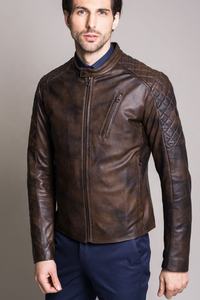 Abrigo de cuero italiano de lujo para hombre 2021, chaqueta de estilo Vintage de alta calidad personalizada con piel de vaca antigua de doble tono para prendas - Product Image 3